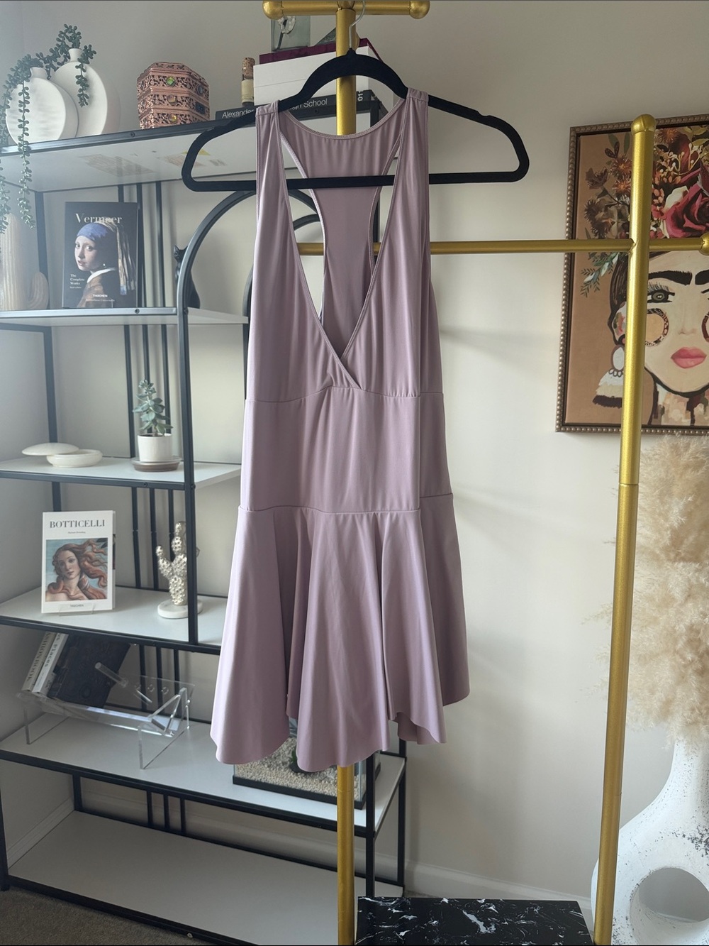 HALARA Lavender Racerback V-Neck Flared Mini Dress